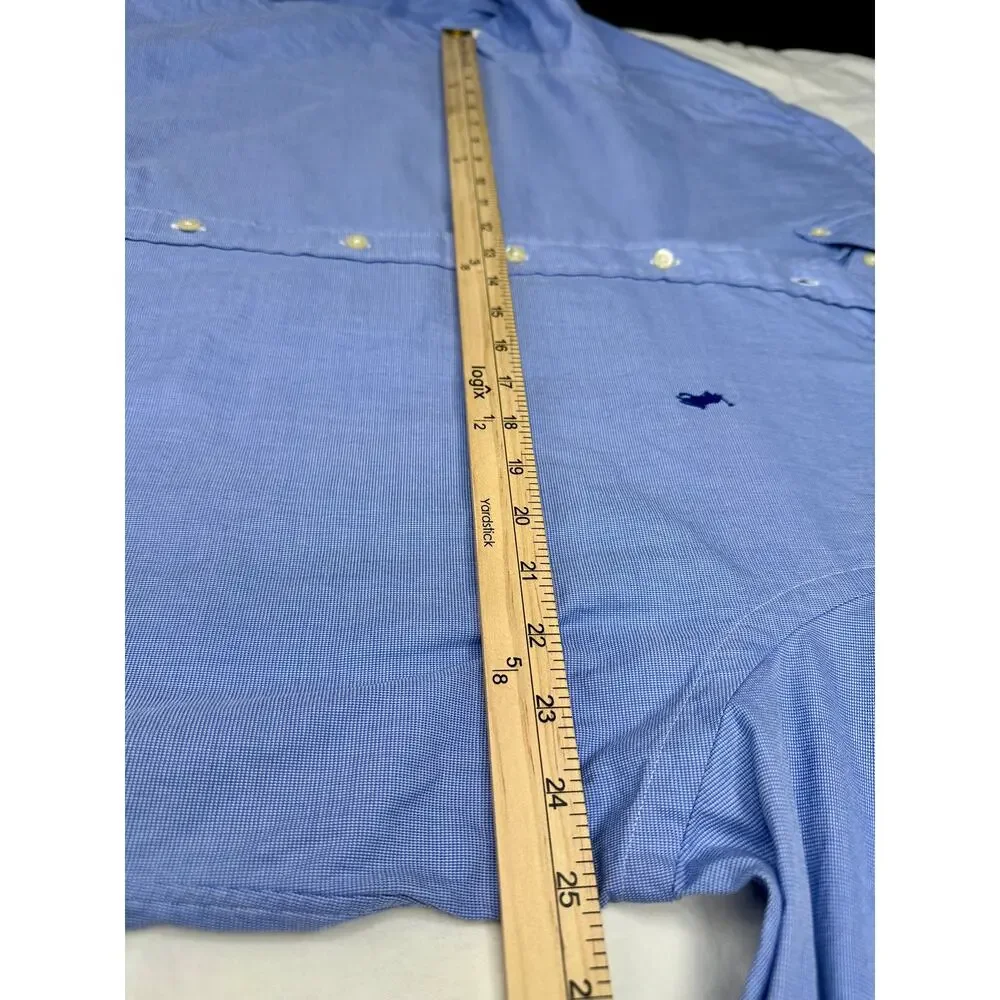 Ralph Lauren Mens Button Down Shirt Blue End on End 17.5 36/37 Tall
